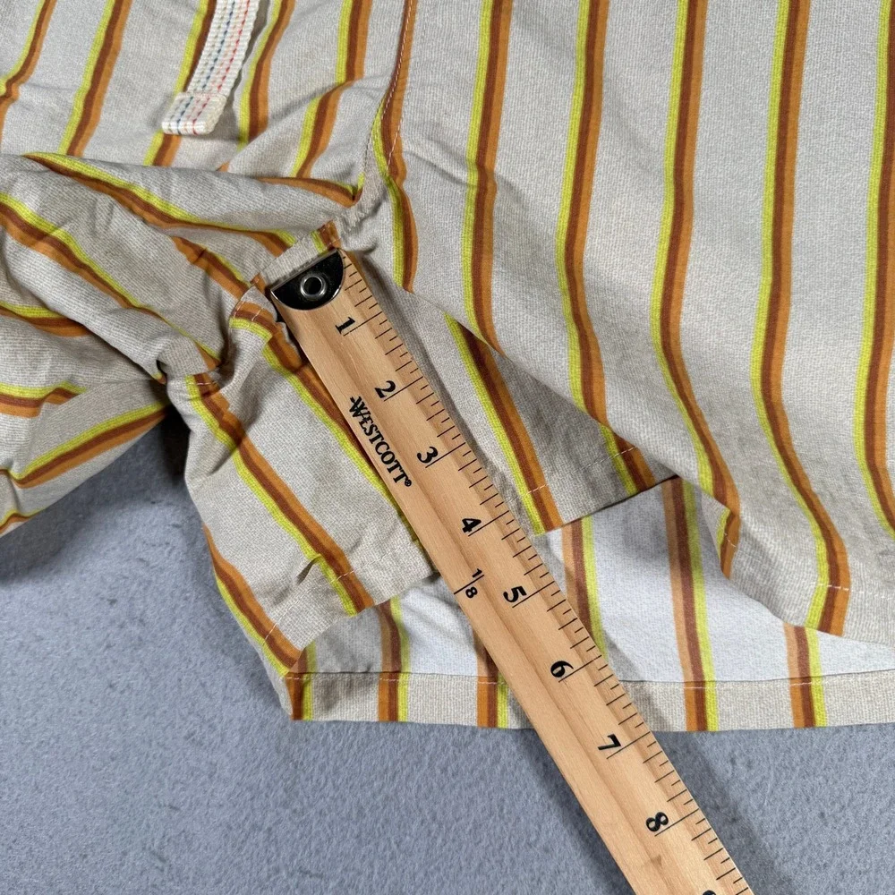 Prana Mens Relaxed‎ Fit Recycled Nylon Striped Belted Shorts Tan Orange Green M